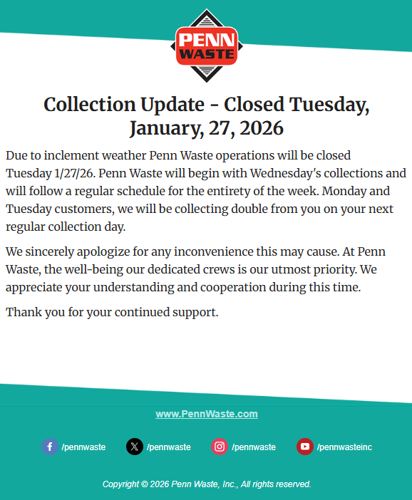 1.26.2026 Penn Waste Modified Schedule